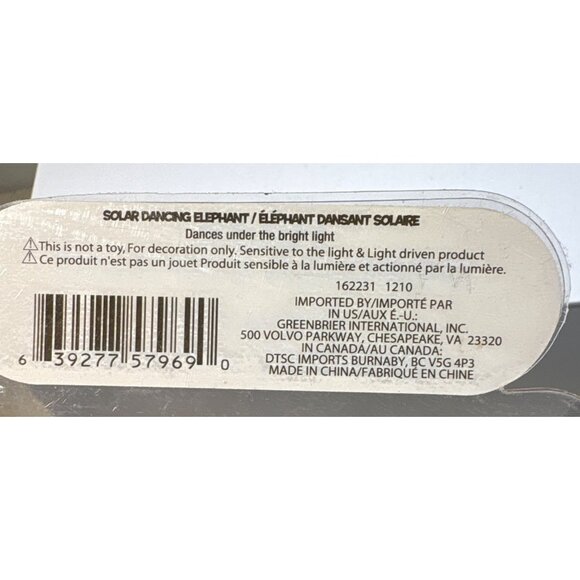 Solar Dancing Elephant Figurine Gray & Red Plastic New - Picture 6 of 6